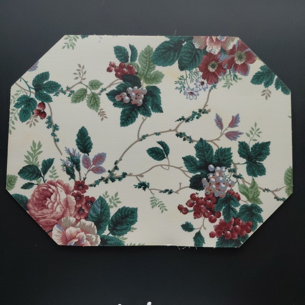 6 VTG Placemats Vinyl Cabbage Rose Grapevine Teatime Cottagecore Girly Homestead - Picture 4 of 16